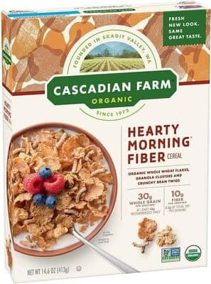 Hearty Morning Fiber Organic Whole Wheat Flakes, Granola Clusters and Crunchy Bran Twigs Cereal