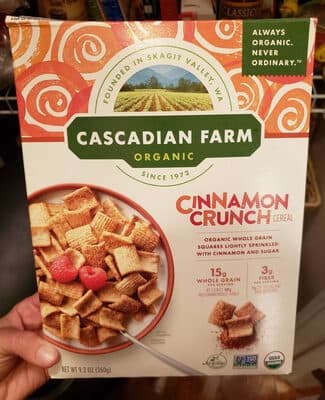 Cinnamon Crunch Organic Whole Grain Squares Lightly Sprinkled With Cinnamon And Sugar Cereal