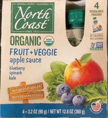 Blueberry, Spinach, Kale Fruit + Veggie Apple Sauce