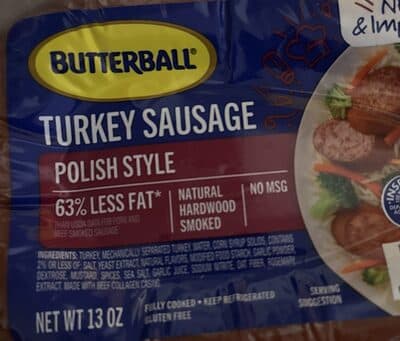 Turkey Sausage Polish Style
