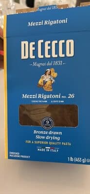 MEZZI RIGATONI NO. 26 PASTA