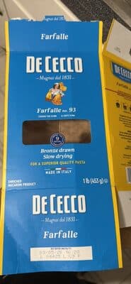 ENRICHED MACARONI PRODUCT, FARFALLE NO. 93