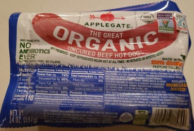 The Great Organic Uncured Beef Hot Dog