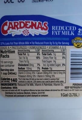 Reduced fat milk