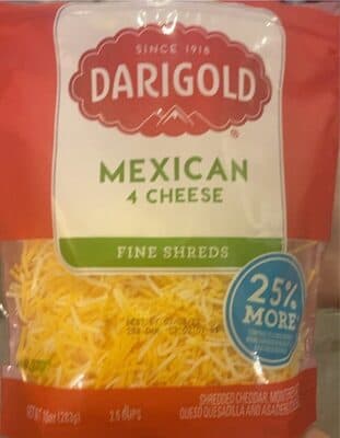 4 Cheese Mexican Shredded Cheddar, Monterey Jack Queso Quesadilla and Asadero Cheeses