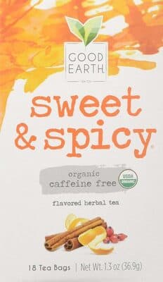 Teas organic sweet and spicy herbal caffeine free tea bag