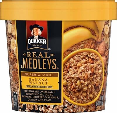 Banana Walnut Flavored Super Grains Multigrain Oatmeal + Brown Sugar, Diced Bananas, Chopped Walnuts, Quinoa And Flaxseed