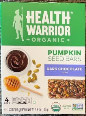 Health Warrior Organic Pumpkin Seed Bars Dark Chocolate