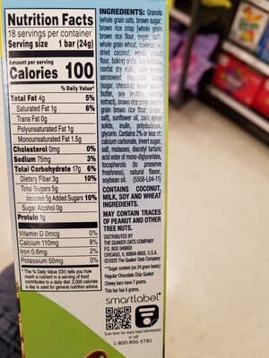 Chocolate Chip 25% Less Sugar Granola Bars