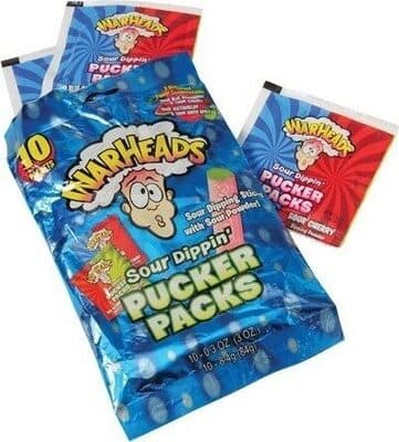 Sour Blue Raspberry & Sour Cherry, Sour Watermelon & Sour Green Apple Sour Dippin' Pucker Packs Candy