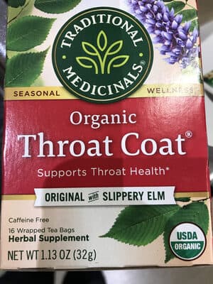 Traditional Medicinals Tea Bags Throat Coat Organic with Slippery Elm Herbal Supplement
