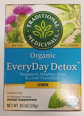 Traditional Medicinals Organic Every Day Detox Tea Bags Lemon Herbal Supplement
