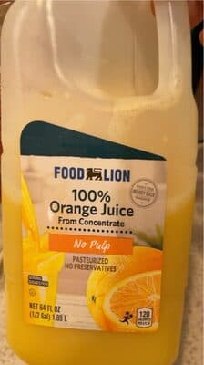 FOOD LION, NO PULP - 100% ORANGE JUICE