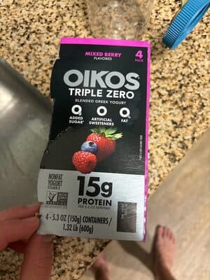 Mixed Berry Flavor Triple Zero Blended Greek Nonfat Yogurt