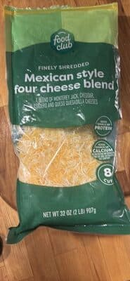 Mexican Style Four Cheese Blend Monterey Jack, Cheddar, Quesadilla & Asadero Finely Shredded Cheeses