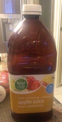 100% Unsweetened Unfiltered Apple Juice From Concentrate