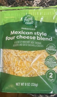Mexican Style Four Cheese Blend Monterey Jack, Cheddar, Quesadilla & Asadero Finely Shredded Cheeses