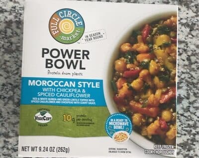 Moroccan Style Power Bowl With Chickpea & Spiced Cauliflower Red & White Quinoa And Green Lentils Topped With Curry Sauce