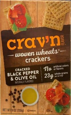 Cracked Black Pepper & Olive Oil Woven Wheats Crackers