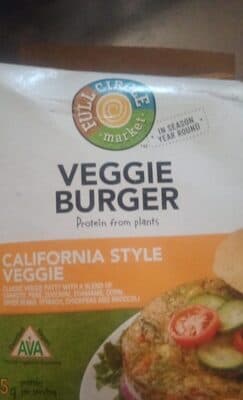 California Style Veggie Classic Veggie Patty With A Blend Of Carrots, Peas, Zucchini, Edamame, Corn, Green Beans, Spinach, Chickpeas And Broccoli