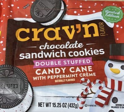 Candy Cane with Peppermint Creme Double Stuffed Chocolate Sandwich Cookies
