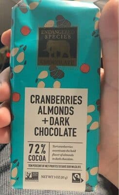 72% Cocoa Cranberries Almonds + Dark Chocolate