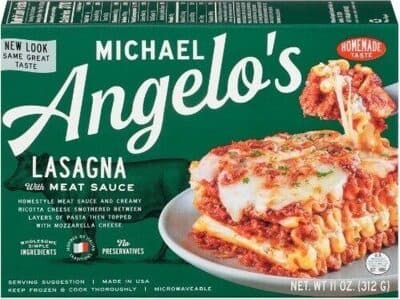 Lasagna with Homestyle Meat Sauce and Creamy Ricotta Cheese Smothered Between Layers of Pasta Then Topped with Mozzarella Cheese