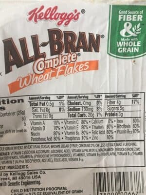 Kellogg's All Bran Cereal Complete Wheat Flakes