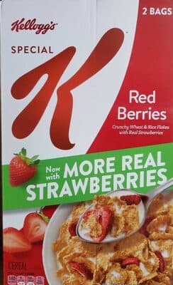 CRUNCHY WHEAT & RICE FLAKES WITH REAL STRAWBERRIES CEREAL, RED BERRIES