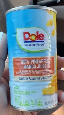 Pineapple Mango 100% Juice In A Blend With Another Fruit Juice From Concentrate