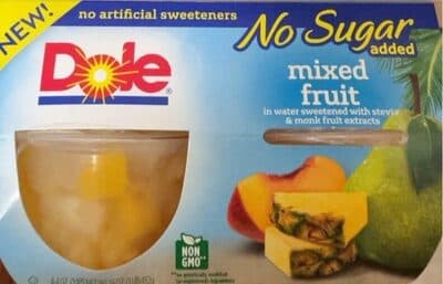 No Sugar Added Mixed Fruit In Water Sweetened With Stevia & Monk Fruit Extracts