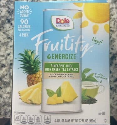 Energize Pineapple Juice With Green Tea Extract Juice Drink Blend From Concentrate