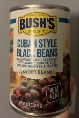 Cuban Style Savory Black Beans in a Savory Sauce Seasoned with Garlic, Onion, and Red and Green Bell Peppers