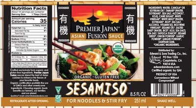 Organic Sesamiso Asian Fusion Sauce for Noodles & Stir Fry