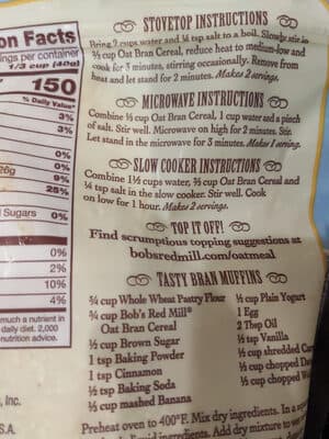 High Fiber Oat Bran Hot Cereal