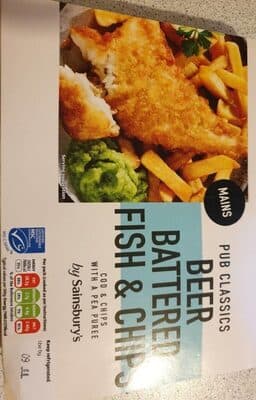 Pub classic beer battered fish and chips