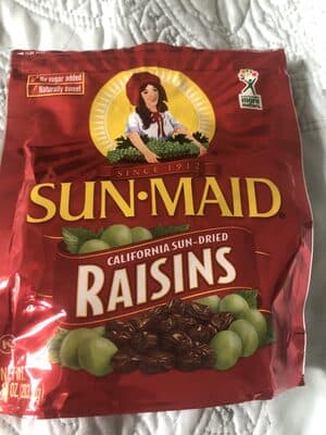Raisins - Resealable Zipper, Stand-Up Bag Containing California Sun-Dried Raisins
