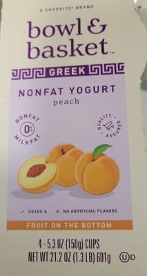 Peach Fruit On The Bottom Non Fat Greek Yogurt