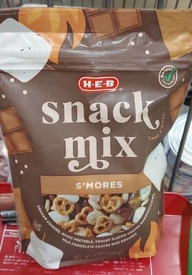 S'mores Graham Cookies, Micro Pretzels, Yogurt Flavor-Coated Marshmallows, Milk Chocolate Coated Rice Squares Snack Mix