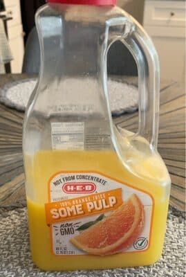 H-E-B 100% orange juice some pulp