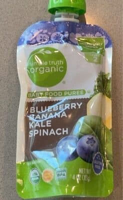 Blueberry banana kale spinach baby food puree