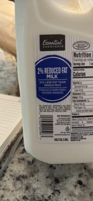 2% Reduced Fat Milk