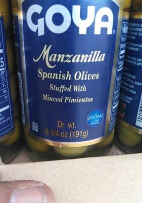 Manzanilla Spanish Olives Stuffed With Minced Pimientos