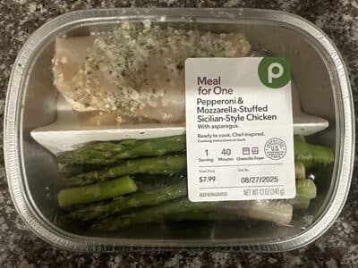 Pepperoni & Mozzarella Stuffed Sicilian-Style Chicken With Asparagus