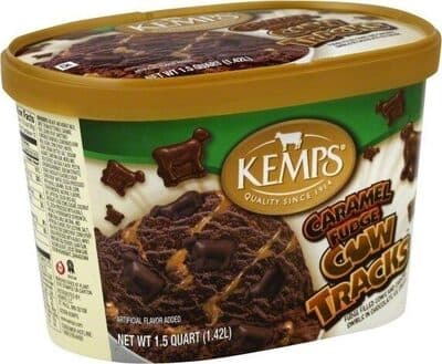 Caramel Fudge Cow Tracks Fudge Filled Cows and Caramel Swirls in Chocolate Ice Cream