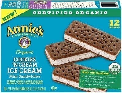 Organic Cookies 'N Cream Ice Cream Between Chocolate Wafers Mini Sandwiches