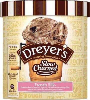 French Silk Chocolate Mocha Mousse Light Ice Cream With Chocolatey Chips, Swirled With Vanilla Mousse