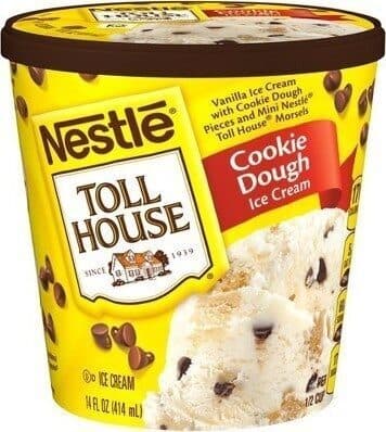 Cookie Dough Vanilla Ice Cream With Cookie Dough Pieces And Mini Morsels