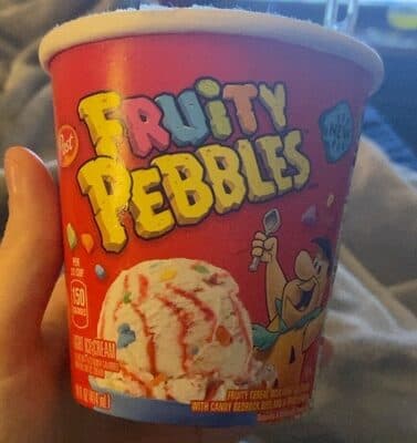 Fruity Cereal Milk Light Ice Cream With Candy Bedrock Bits And A Fruity Swirl Flavored Ice Cream