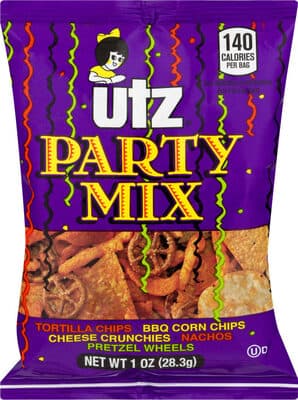 Tortilla Chips, BBQ Corn Chips, Cheese Crunchies, Nachos, Pretzel Wheels Party Mix